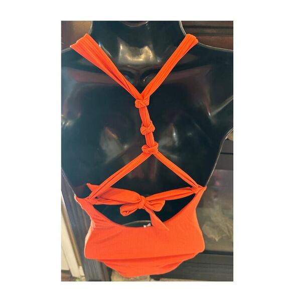 Bar III Like It Or Knot One-Piece Swimsuit | Size XS | Burnt Orange - Picture 3 of 15